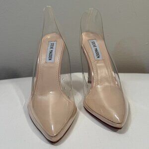STEVE MADDEN 8.5 M VEGAS Clear Pointed-Toe Heels